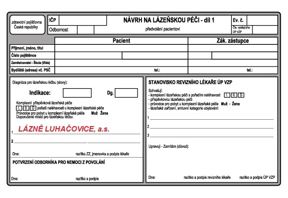 Návrh na lázeňskou péči